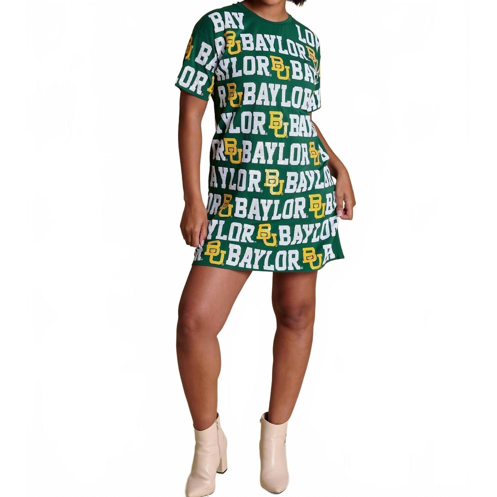 New Stewart Simmons The Sequin Repeat T-Shirt Dress Baylor In Green